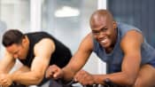 Man on stationary bike at the gym